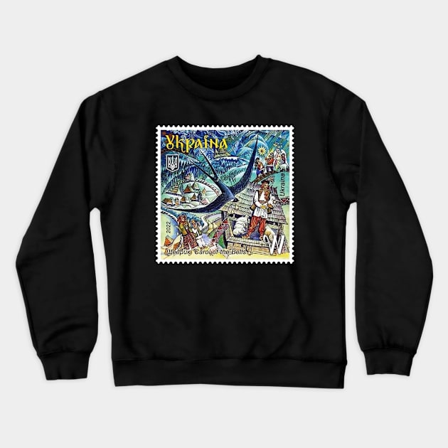 Ukraine Stamp Shchedryk, Carol of the Bells, Original Version Crewneck Sweatshirt by Vladimir Zevenckih